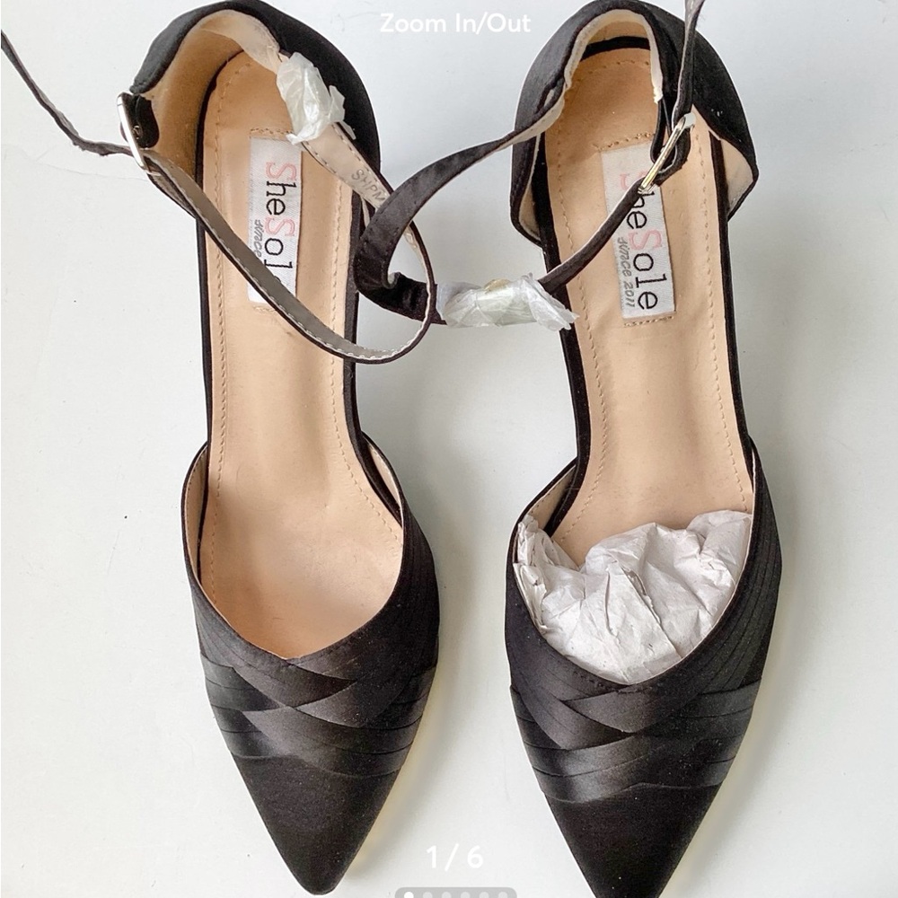Elegant Women's Party Black High Heel Cut Out Ankle Strap Closed Toe Sandals 9.5